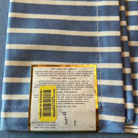 Kate Spade Harbour Drive Cornflower Platinum Napkins Set of 8 - Picture 6 of 10